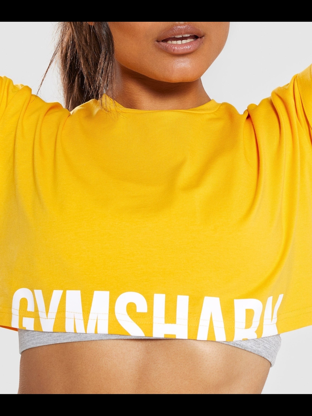 Gymshark Fraction Crop Top Size M Bright Yellow Workout Short Sleeve Tee Logo
